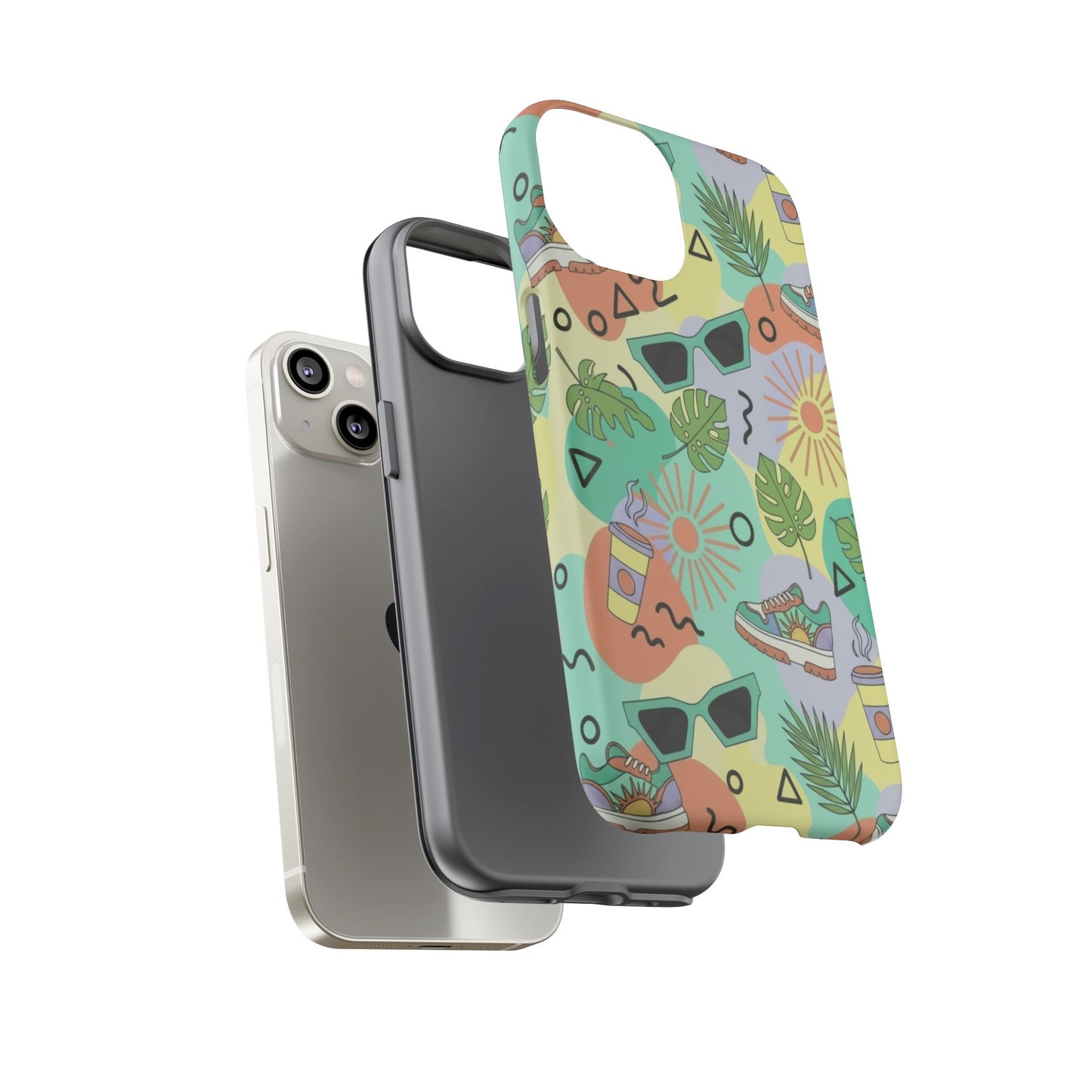 Tropical Summer Phone Case — Retro Sunglasses, Sneakers & Palm Pattern