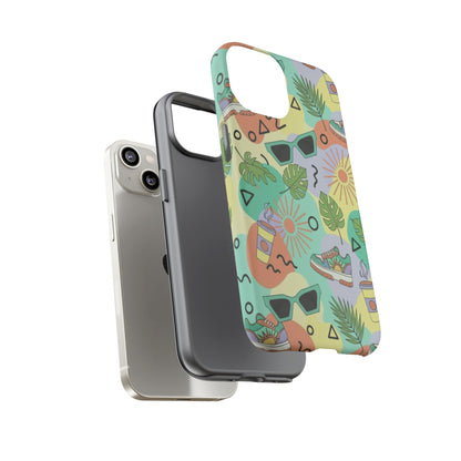 Tropical Summer Phone Case — Retro Sunglasses, Sneakers & Palm Pattern