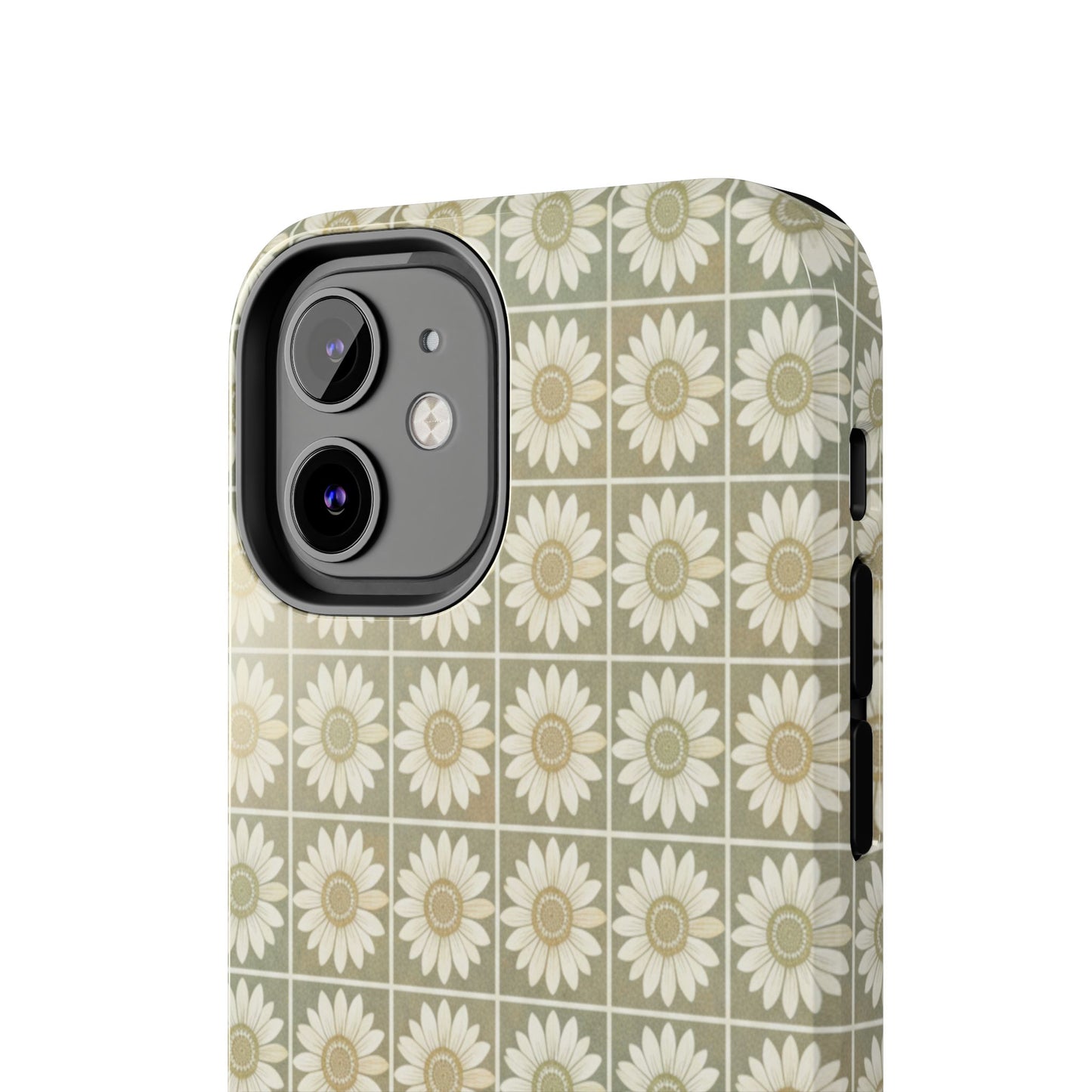 Daisy Tile Tough Phone Case — Retro Floral Protective Phone Cover
