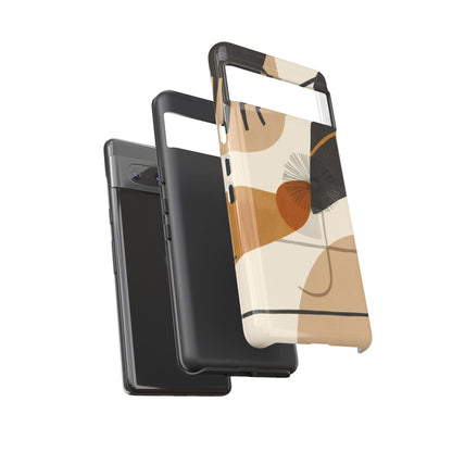 Abstract Earth Tone Phone Case — Mid-Century Minimalist Tough Case