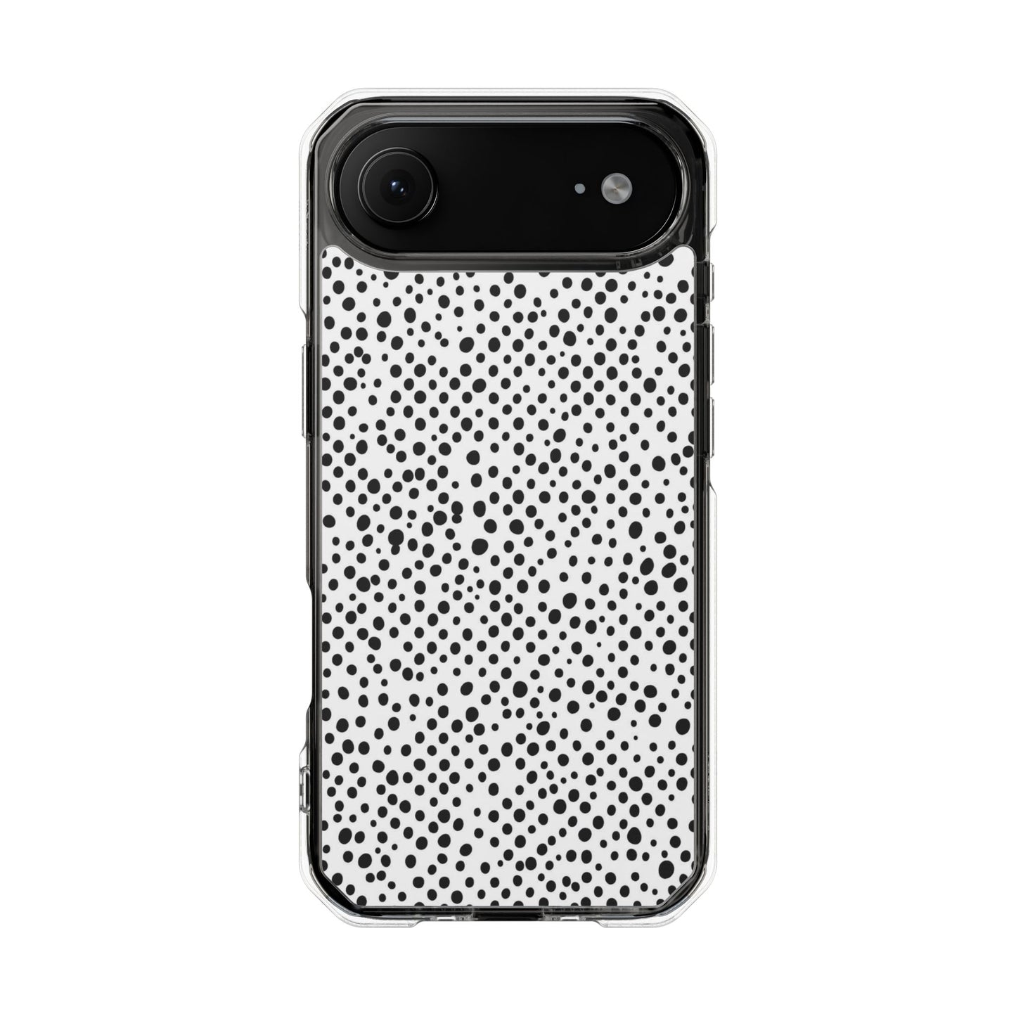 Clear Magnetic Phone Case — Black & White Speckled Pattern