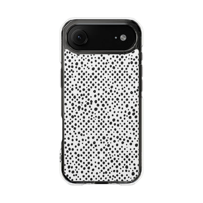 Clear Magnetic Phone Case — Black & White Speckled Pattern