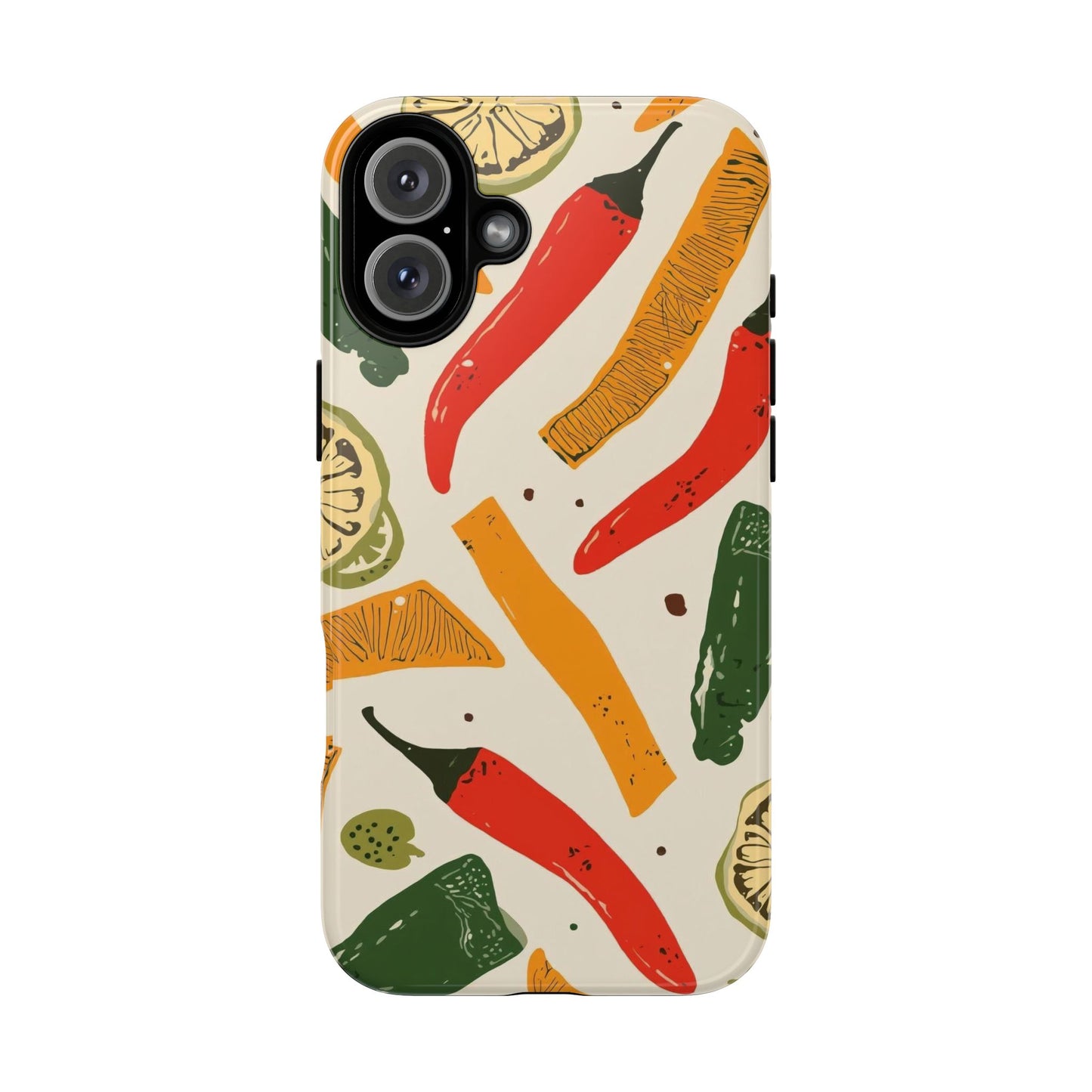 Spicy Peppers Phone Case – Colorful Chili, Lime & Citrus Pattern