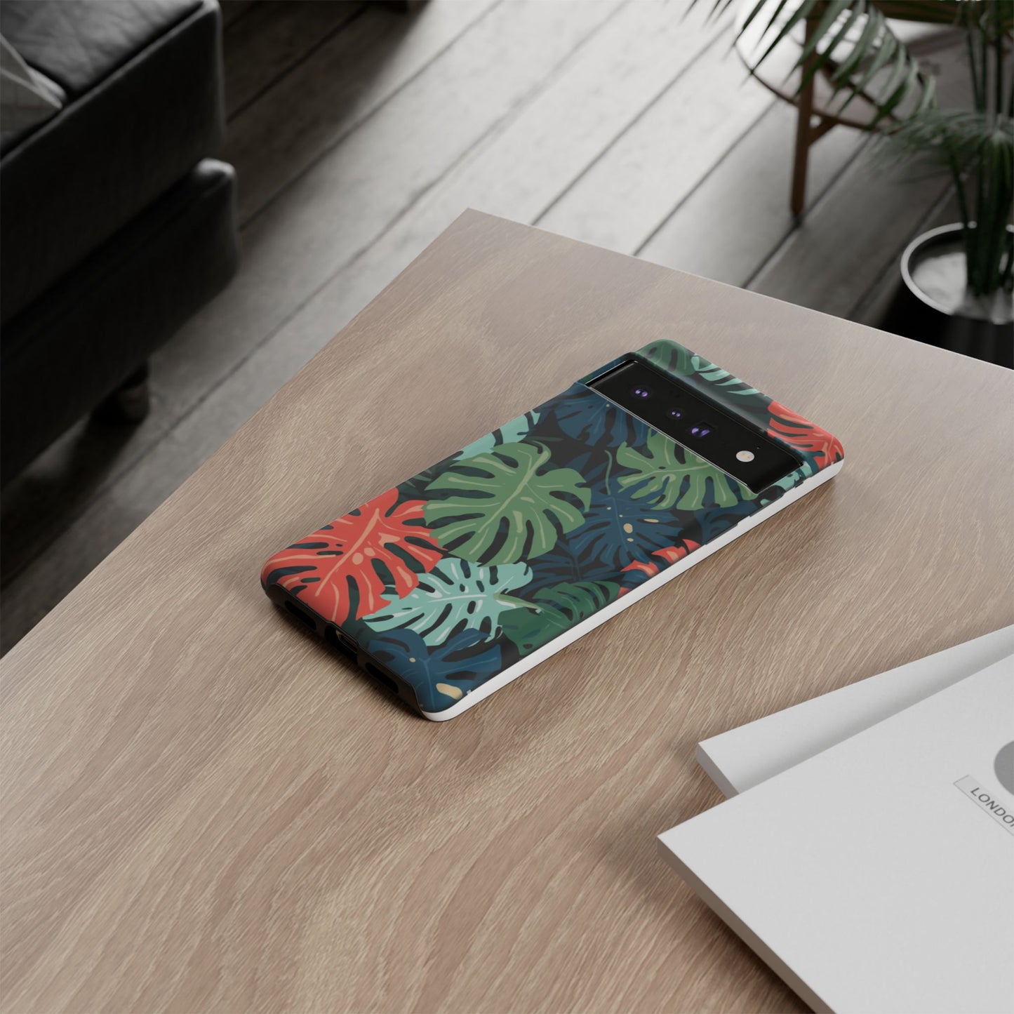 Tropical Monstera Phone Case — Colorful Leaf Protective Tough Case