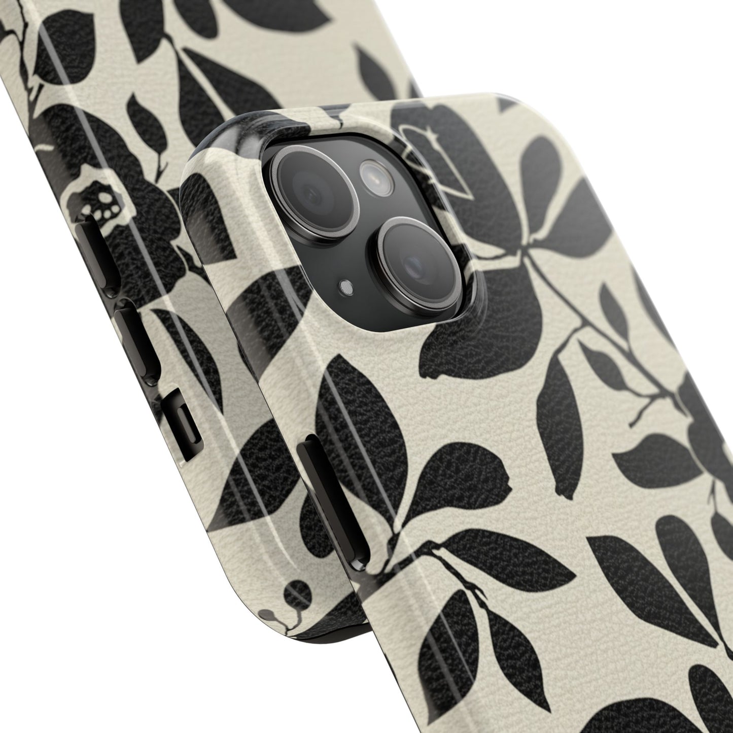Tough Phone Case — Black Floral Silhouette Protective Cover