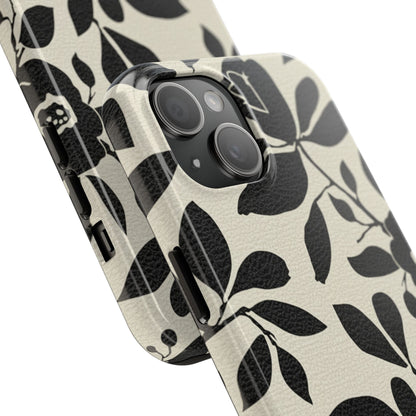 Tough Phone Case — Black Floral Silhouette Protective Cover