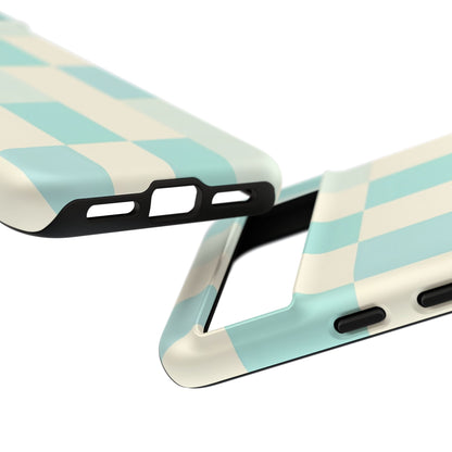 Pastel Checkerboard Tough Case – Mint & Cream Protective Phone Cover