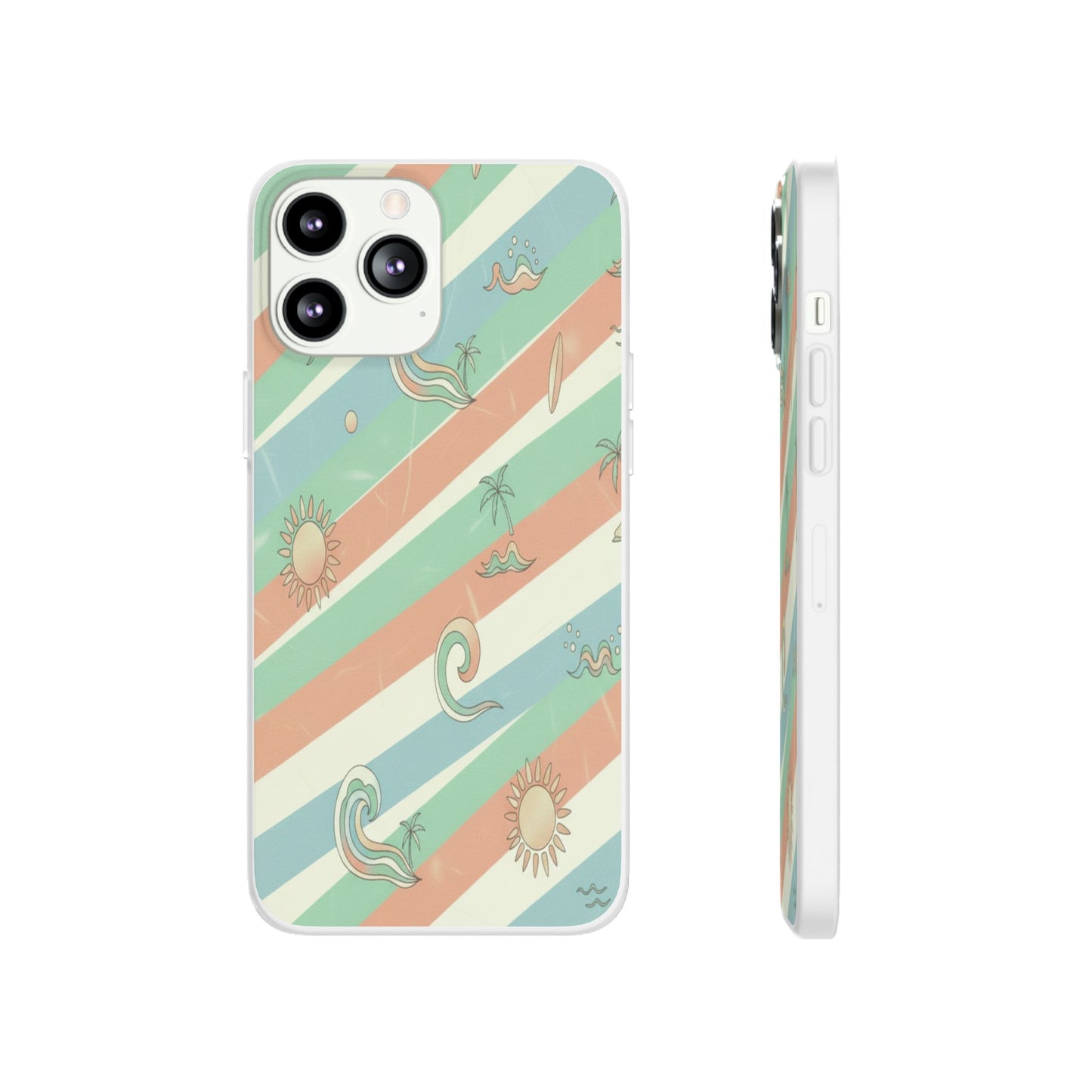 Beach Vibes Phone Case — Retro Pastel Surf & Palm Protective Flexi Case