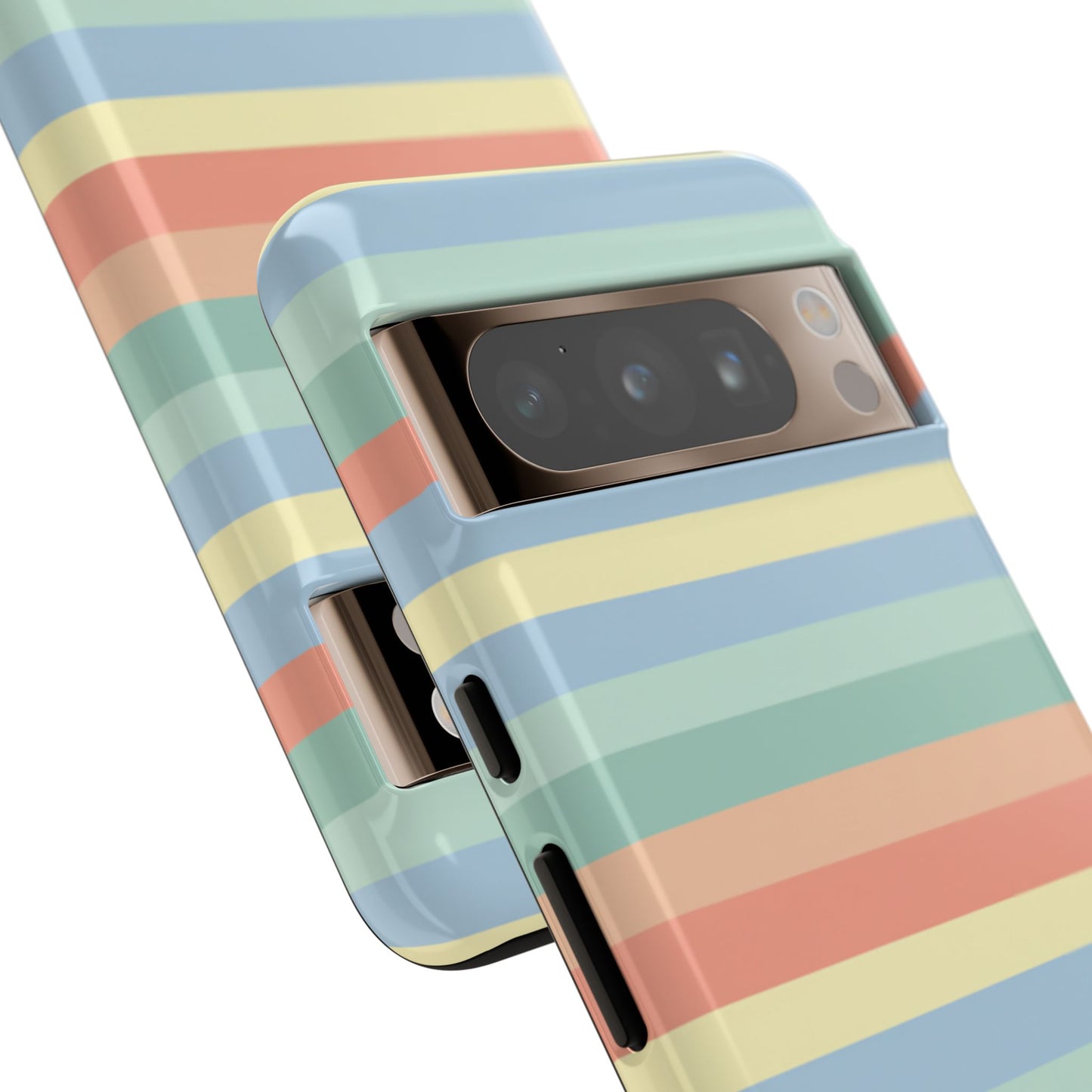 Pastel Striped Phone Case — Retro Horizontal Multi-Color Tough Case