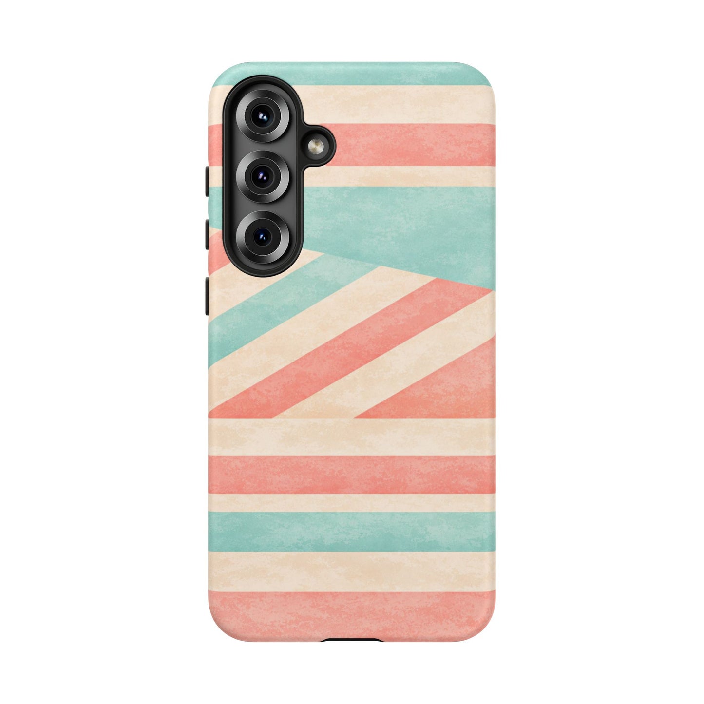 Pastel Stripes Tough Phone Case – Retro Coral & Teal Protective Cover