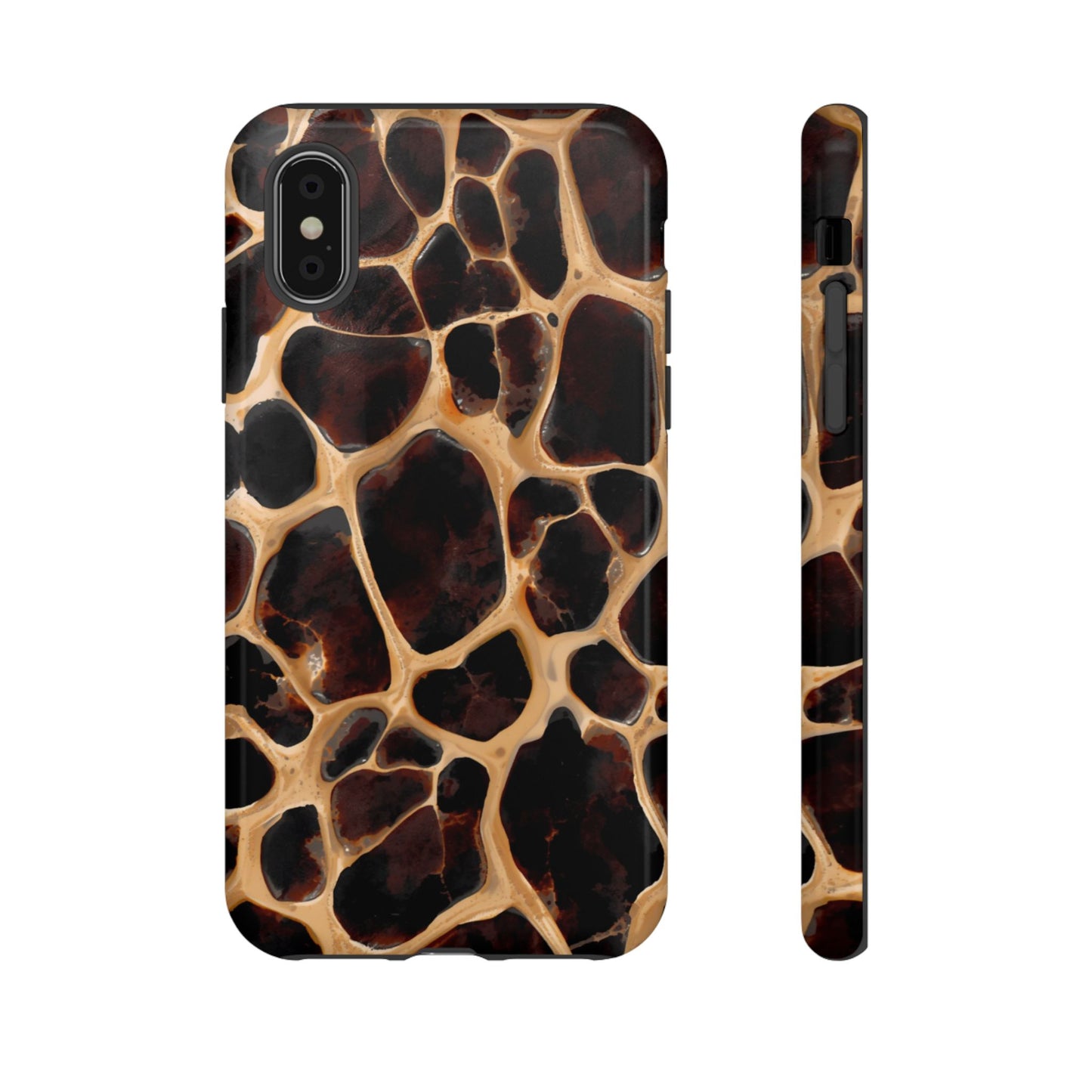 Phone Case — Brown Leather Dot Texture Rugged Protective Cover