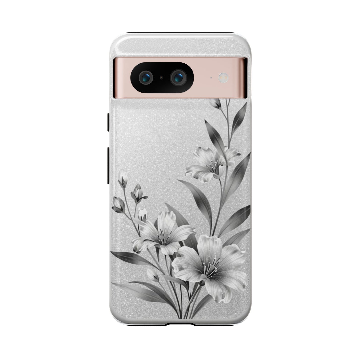 Floral Monochrome Phone Case — Elegant Black & White Lily Design