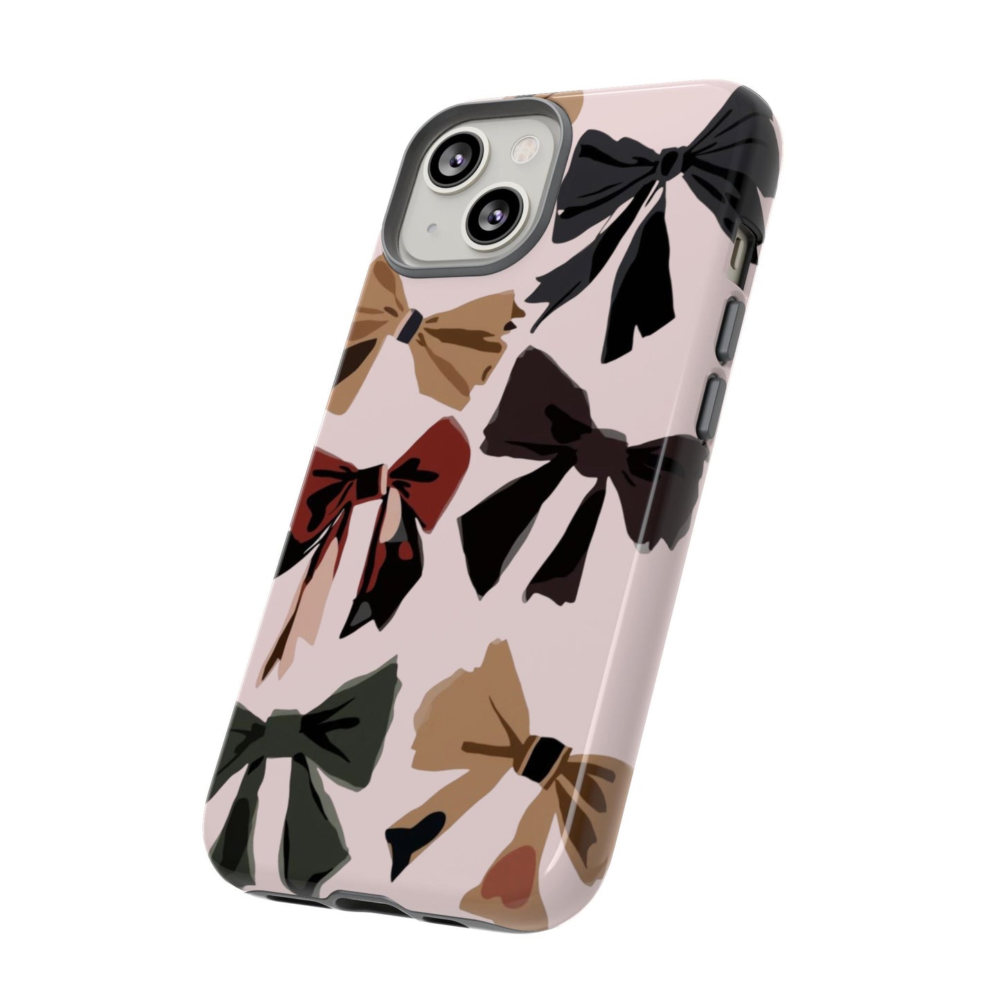 Bow Pattern Phone Case - Pink, Brown & Black Bows Protective Cover