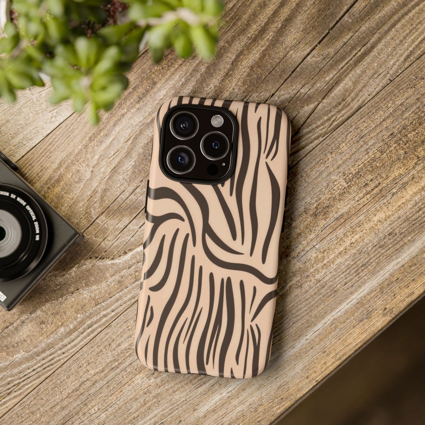 Zebra Stripe Tough Phone Case – Neutral Animal Print Protective Cover