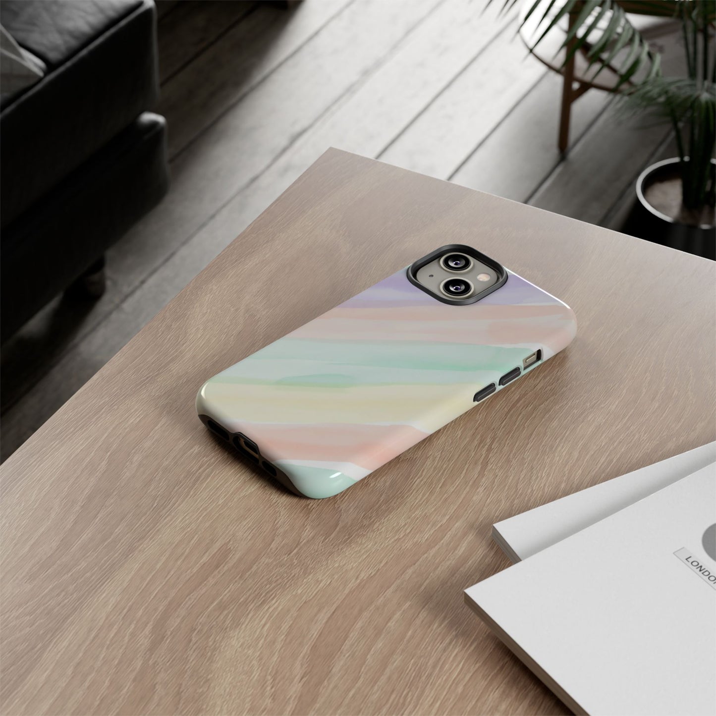 Pastel Watercolor Stripe Tough Phone Case