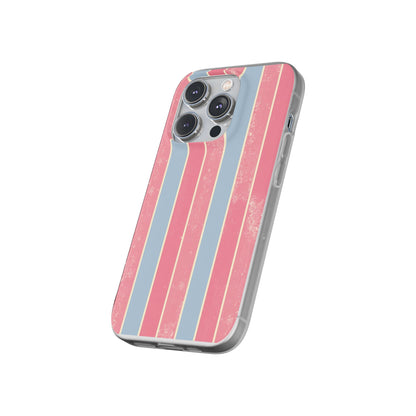 Striped Pink & Blue Phone Case — Retro Pastel Flexi Case