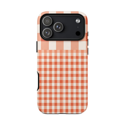 Buffalo Check Tough Phone Case — Orange Gingham Protective Cover