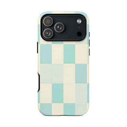 Pastel Checkerboard Tough Case – Mint & Cream Protective Phone Cover