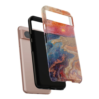 Sunset Coast Phone Case — Colorful Abstract Beach Art Tough Case