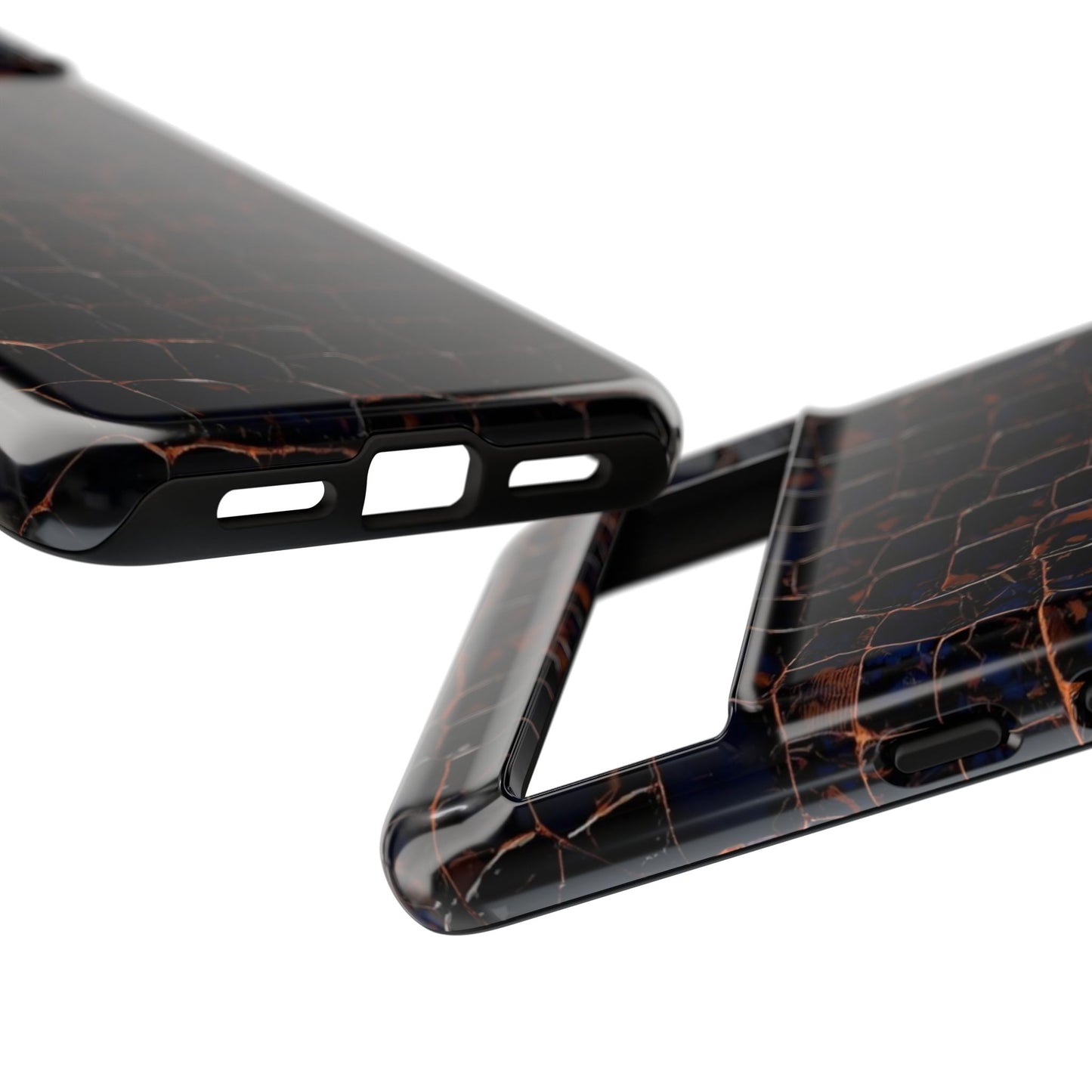 Croc-Embossed Tough Phone Case — Shockproof Black Alligator Texture
