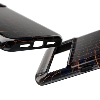 Croc-Embossed Tough Phone Case — Shockproof Black Alligator Texture
