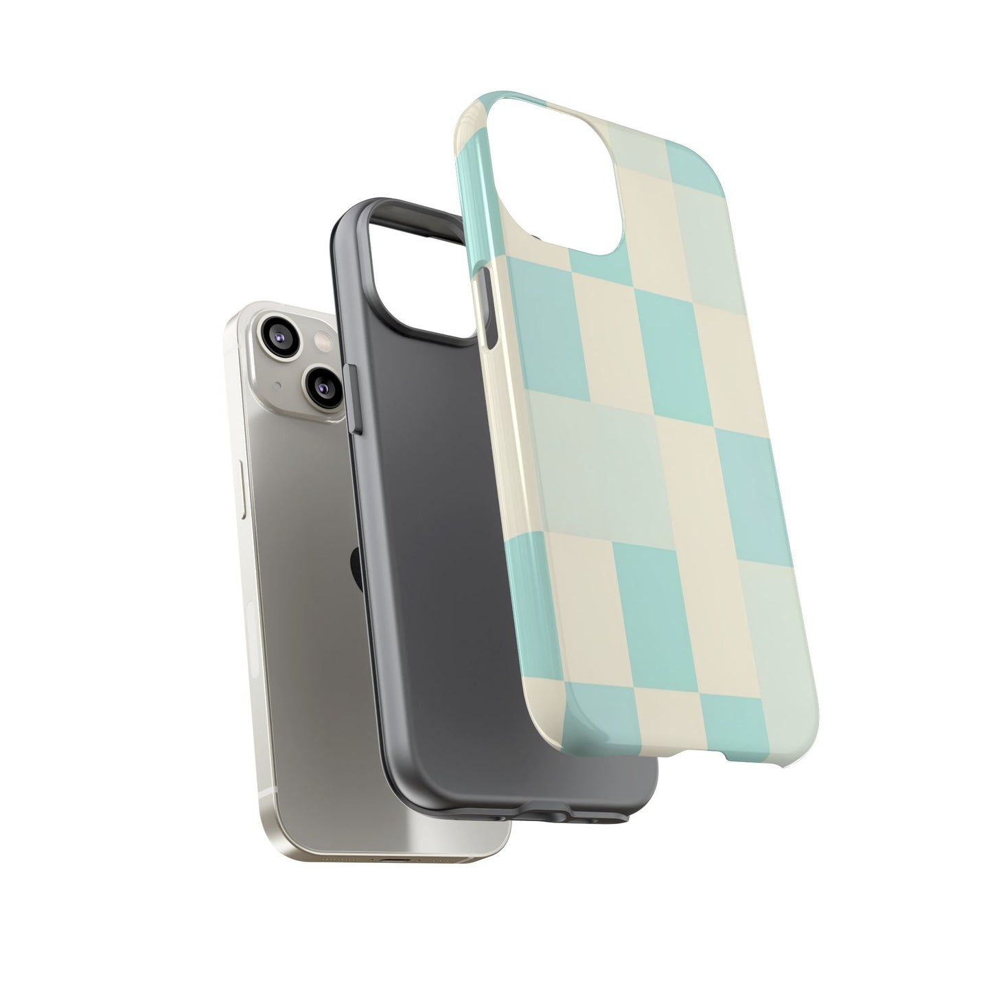 Pastel Checkerboard Tough Case – Mint & Cream Protective Phone Cover