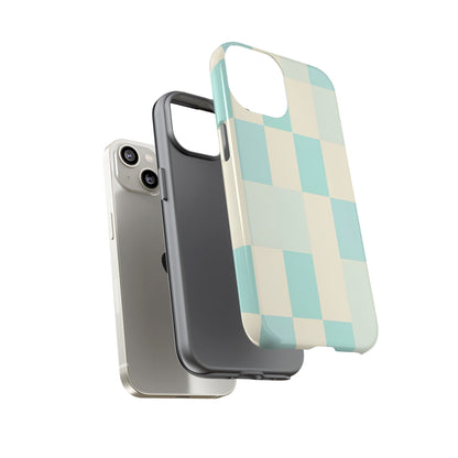 Pastel Checkerboard Tough Case – Mint & Cream Protective Phone Cover