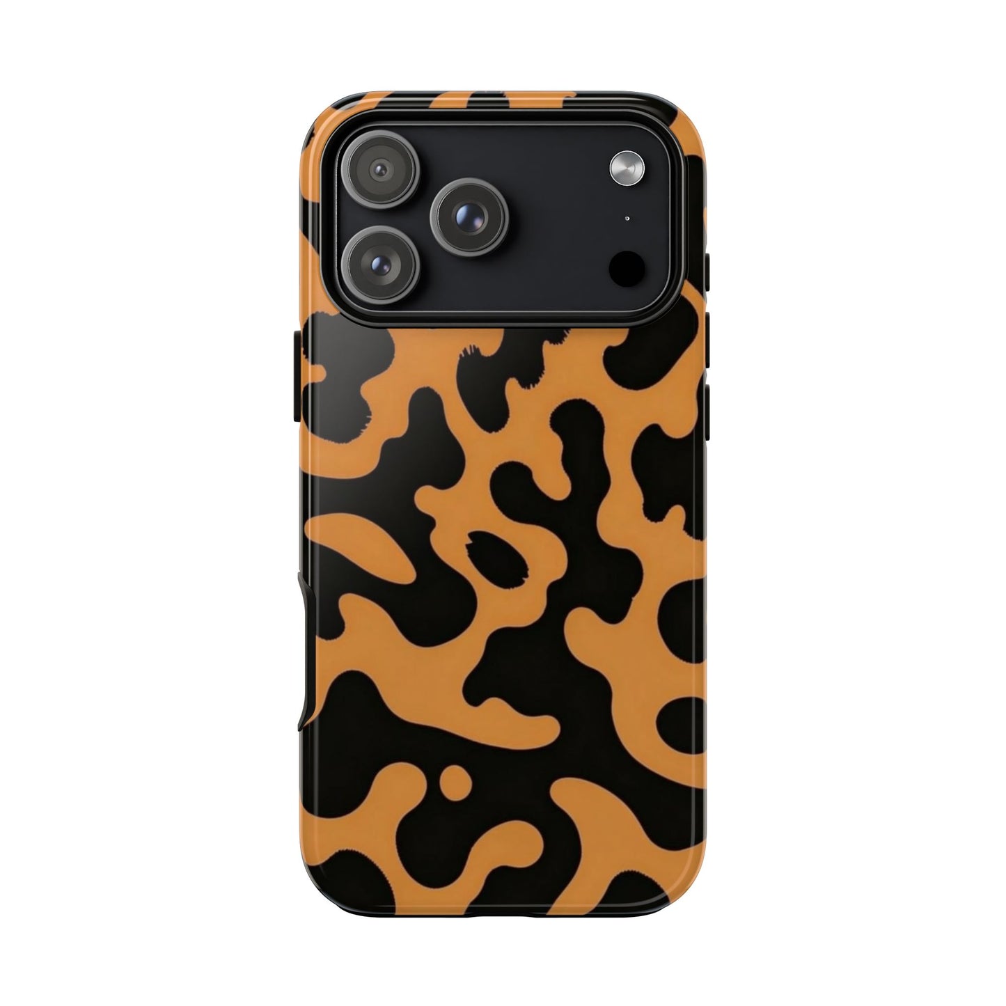 Leopard Print Phone Case — Orange & Black Tough Pattern Protective Cover