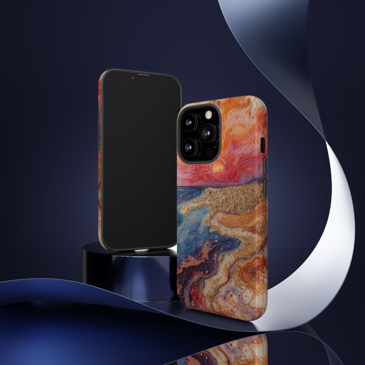Sunset Coast Phone Case — Colorful Abstract Beach Art Tough Case