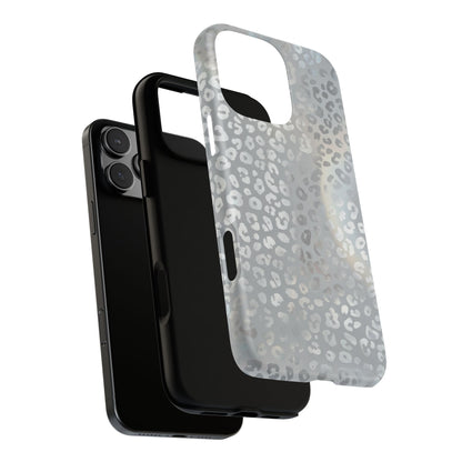 Grey Leopard Print Tough Phone Case — Durable Protective iPhone Cover