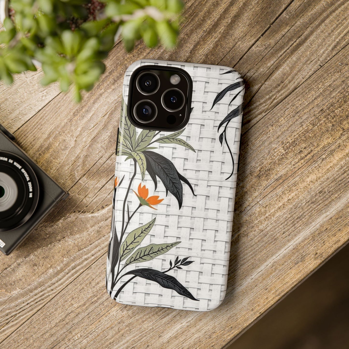 Floral Woven Tough Phone Case — Protective Botanical iPhone Cover