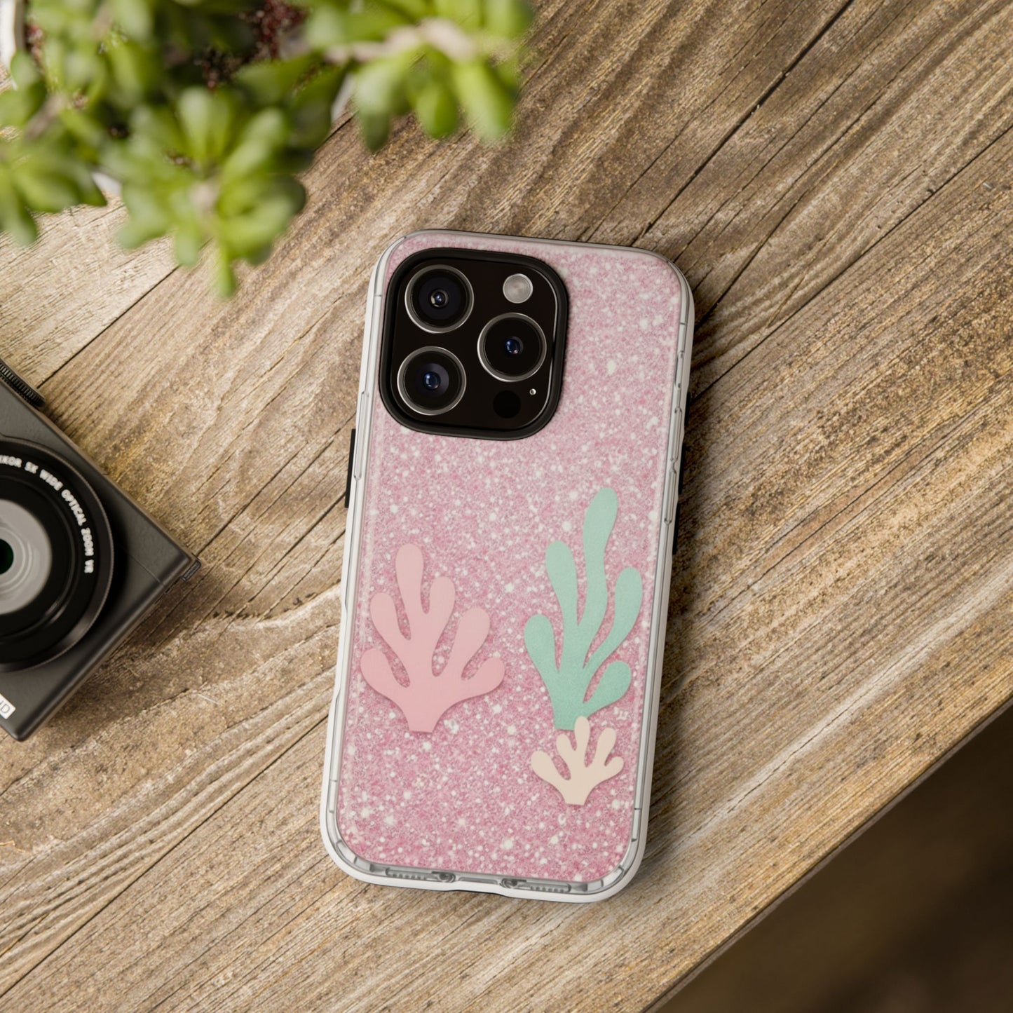Pink Glitter Seaweed Tough Case - Sparkle Protective Phone Cover