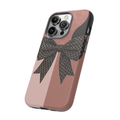 Bow Stripe Tough Phone Case – Pink Mauve Protective Cover