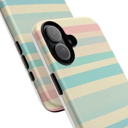 Pastel Striped Tough Phone Case – Protective Retro Rainbow Design