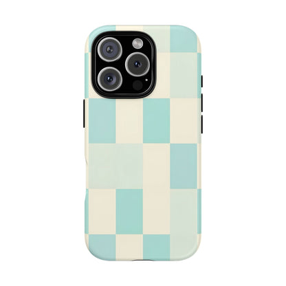 Pastel Checkerboard Tough Case – Mint & Cream Protective Phone Cover