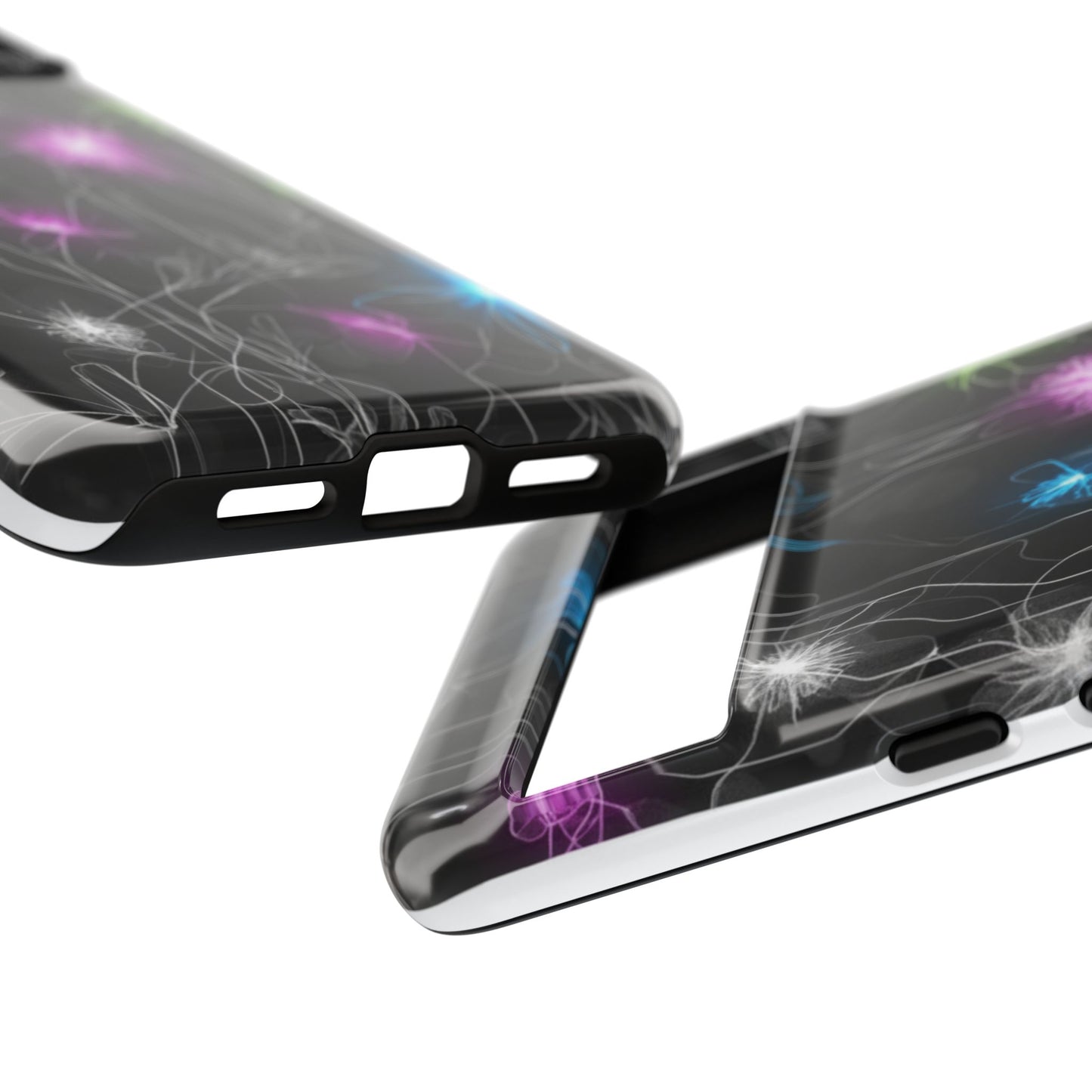 Neon Floral Tough Phone Case — Glow Flower Protective iPhone Cover