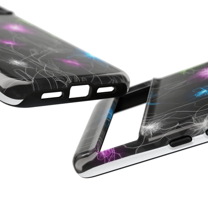 Neon Floral Tough Phone Case — Glow Flower Protective iPhone Cover