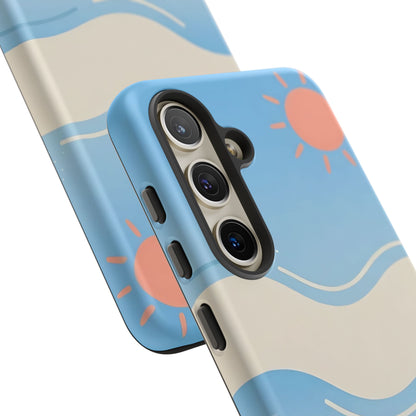 Beach Waves Tough Phone Case — Summer Sun & Seashell Protective Cover