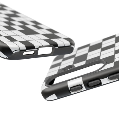 Crossword Grid Phone Case — Black & White Puzzle Pattern Tough Phone Cover
