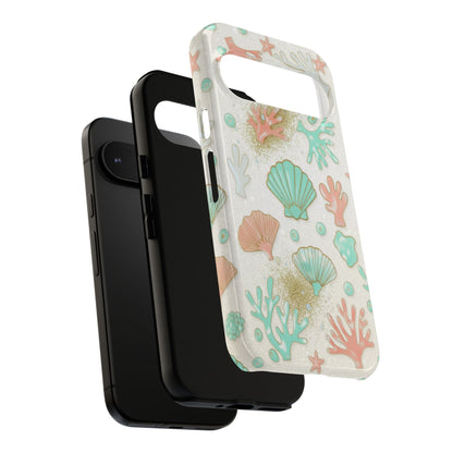 Seashell Coral Phone Case — Pastel Beach Shells Protective Tough Case
