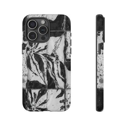 Monochrome Tile Floral Tough Phone Case