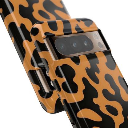 Leopard Print Phone Case — Orange & Black Tough Pattern Protective Cover