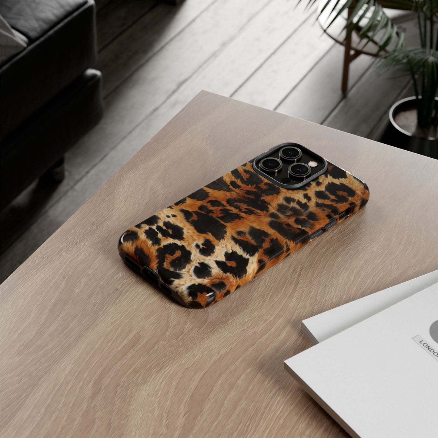 Leopard Print Tough Phone Case – Rugged Protective iPhone Cover