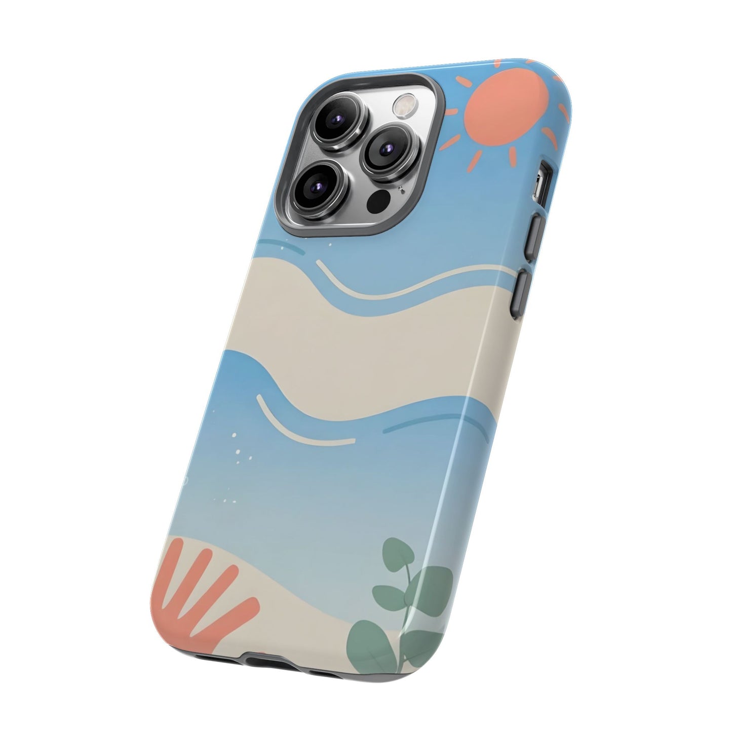 Beach Waves Tough Phone Case — Summer Sun & Seashell Protective Cover