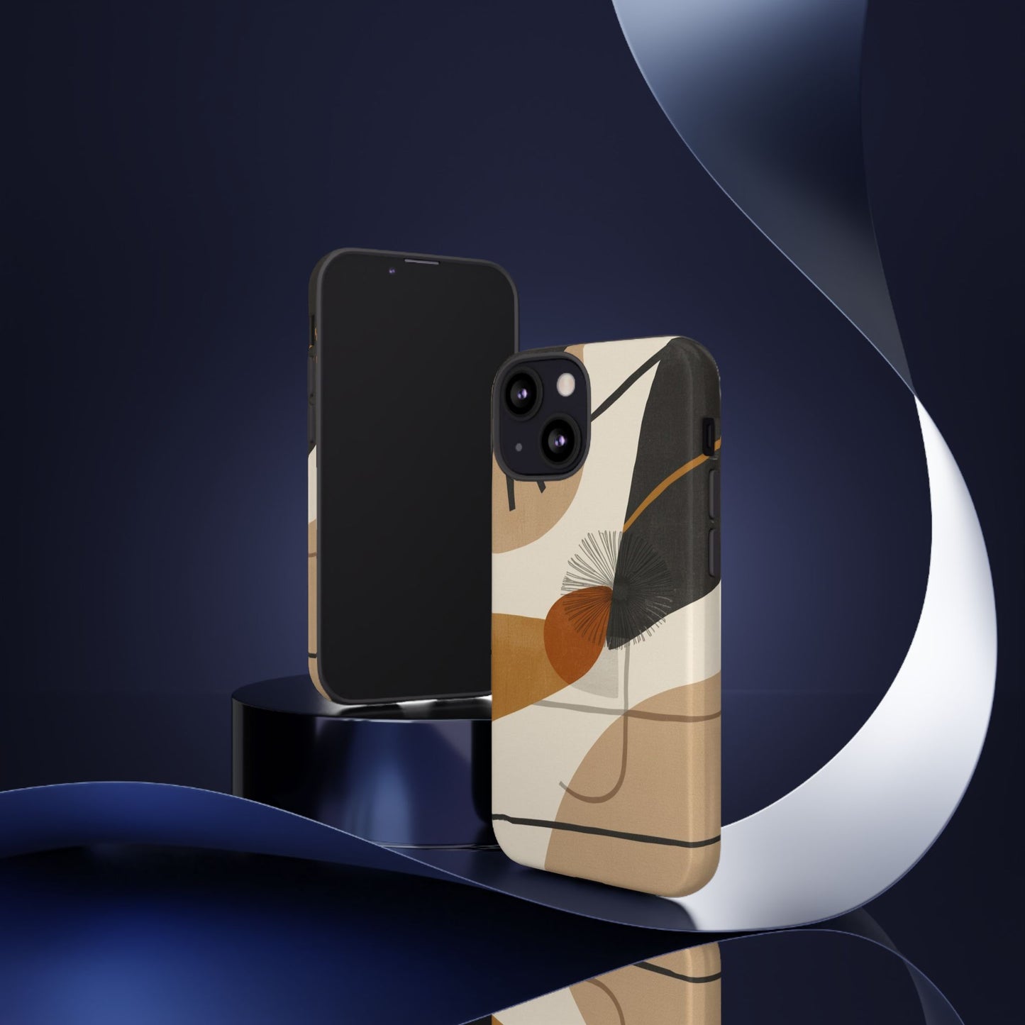 Abstract Earth Tone Phone Case — Mid-Century Minimalist Tough Case