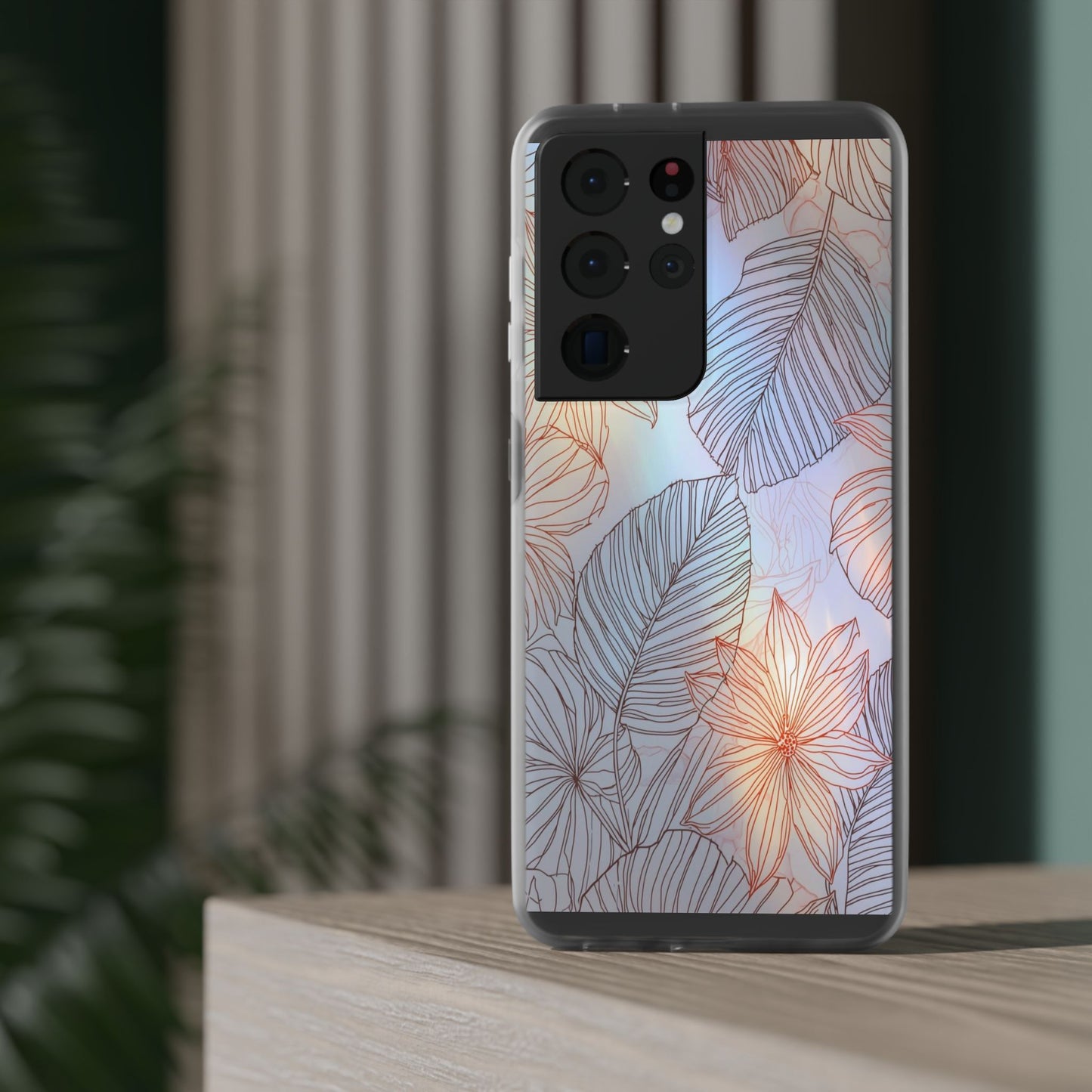 Floral Holographic Phone Case — Iridescent Leaves & Flowers Flexi Case