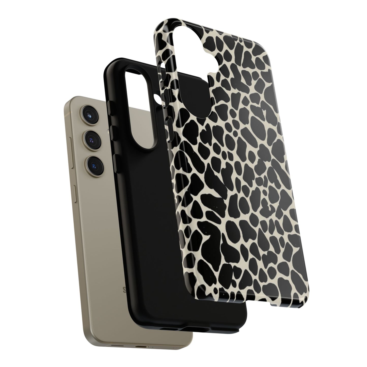 Black and White Cowhide Phone Case — Protective Tough Case