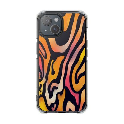 Clear Impact Phone Case — Vibrant Orange Zebra Pattern (Magnetic Compatible)