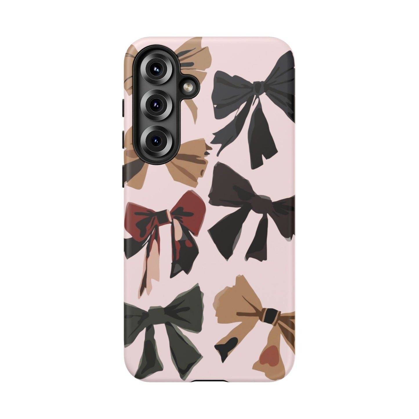 Bow Pattern Phone Case - Pink, Brown & Black Bows Protective Cover