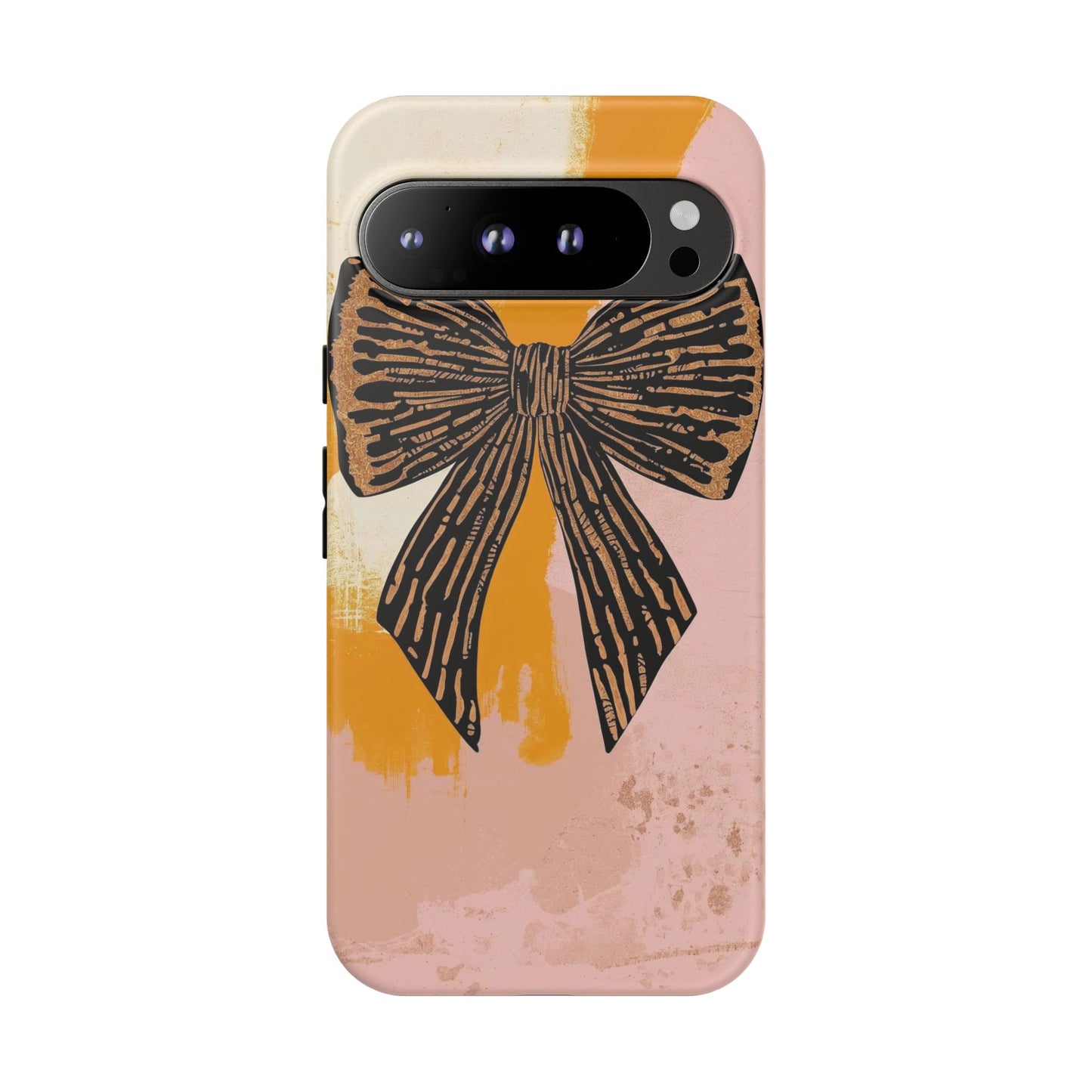 Bow Brushstroke Tough Phone Case — Pink & Mustard